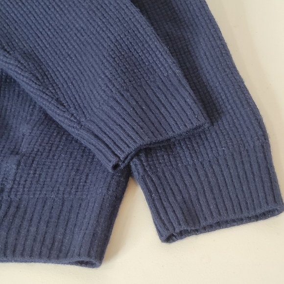 Peter Millar Men's Blue Wool Blend Waffle Knit Button Down Cardigan - Size XL - Picture 5 of 12